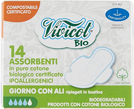 10 Assorbenti Ali Giorno Rivestimento Cotone Bio Compostabile